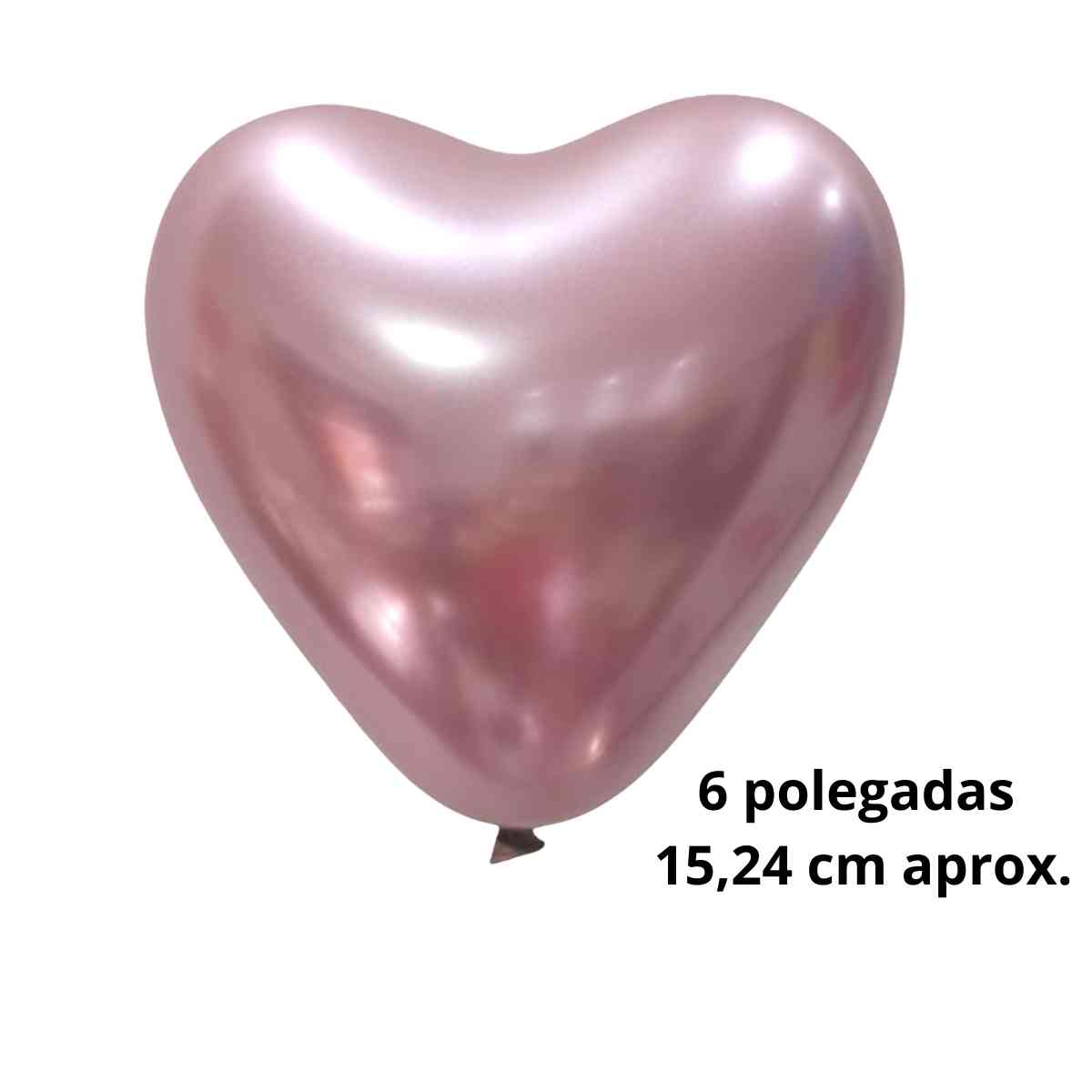 Balão 6 Coração Cromado c/25 unid
