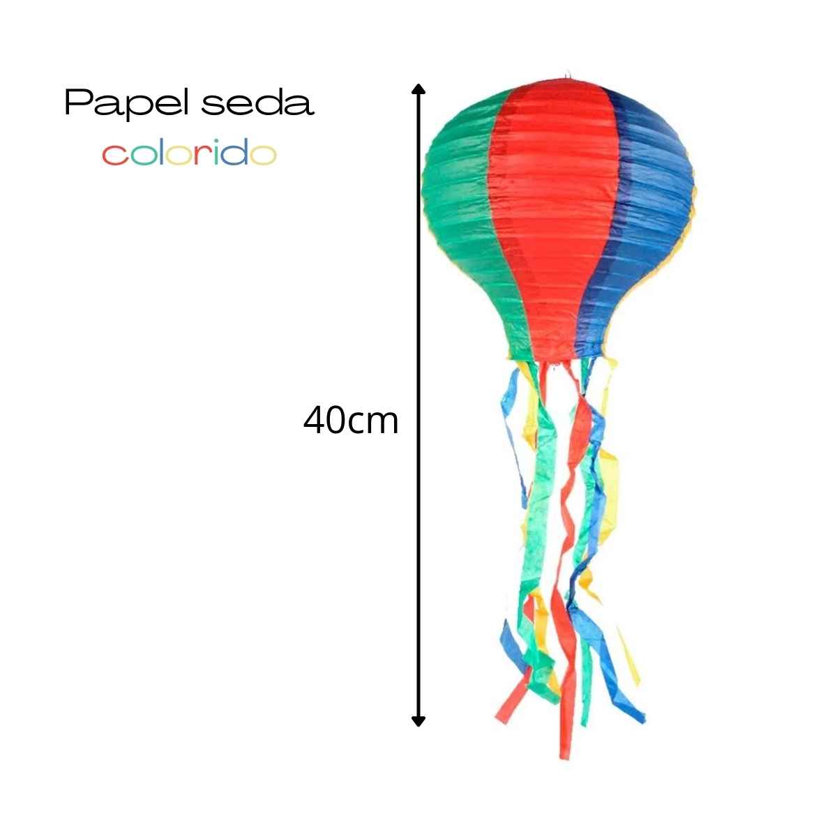 Balão Festa Junina Papel de Seda Colorido 40cm