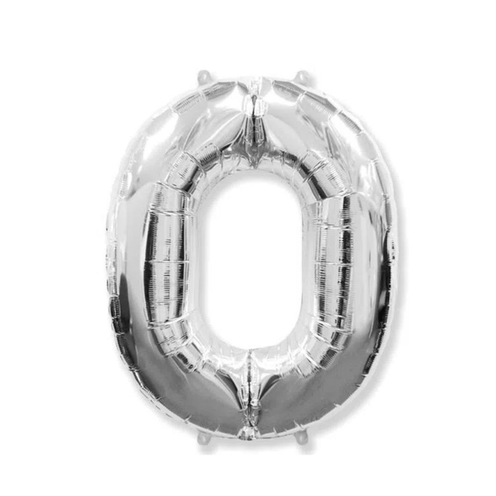 Balão Números Metalizados Prata 40cm