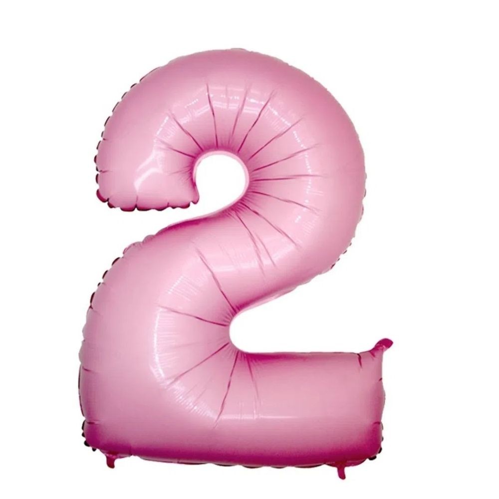 Balão Números Metalizados Rosa 40cm