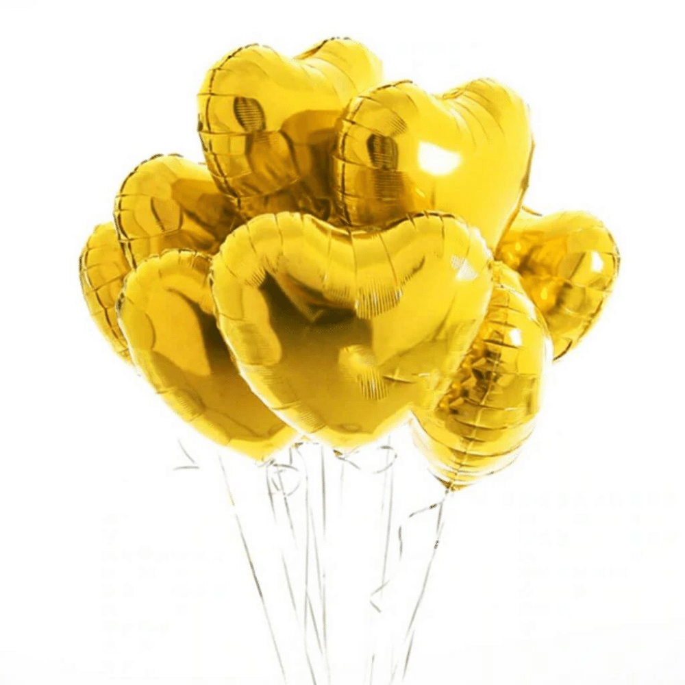 Kit c/ 8 Balão Coração Metalizado Dourado18 Polegadas (45 cm) Vazio