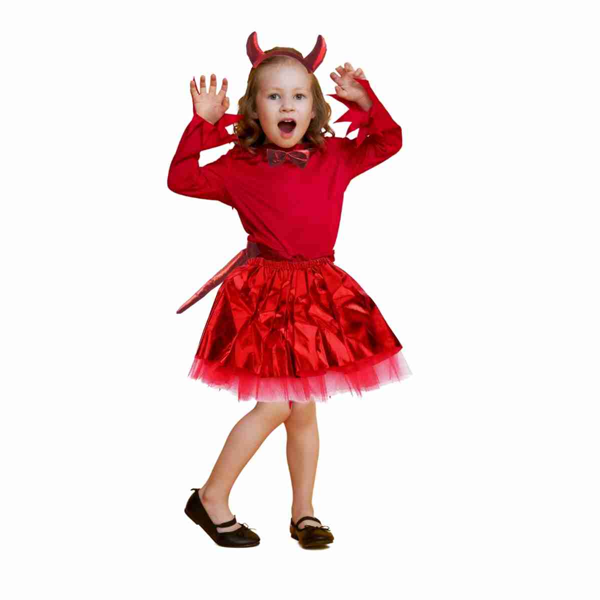 kit Fantasia Diabinha Halloween Infantil (Saia, Tiara, Gravata)