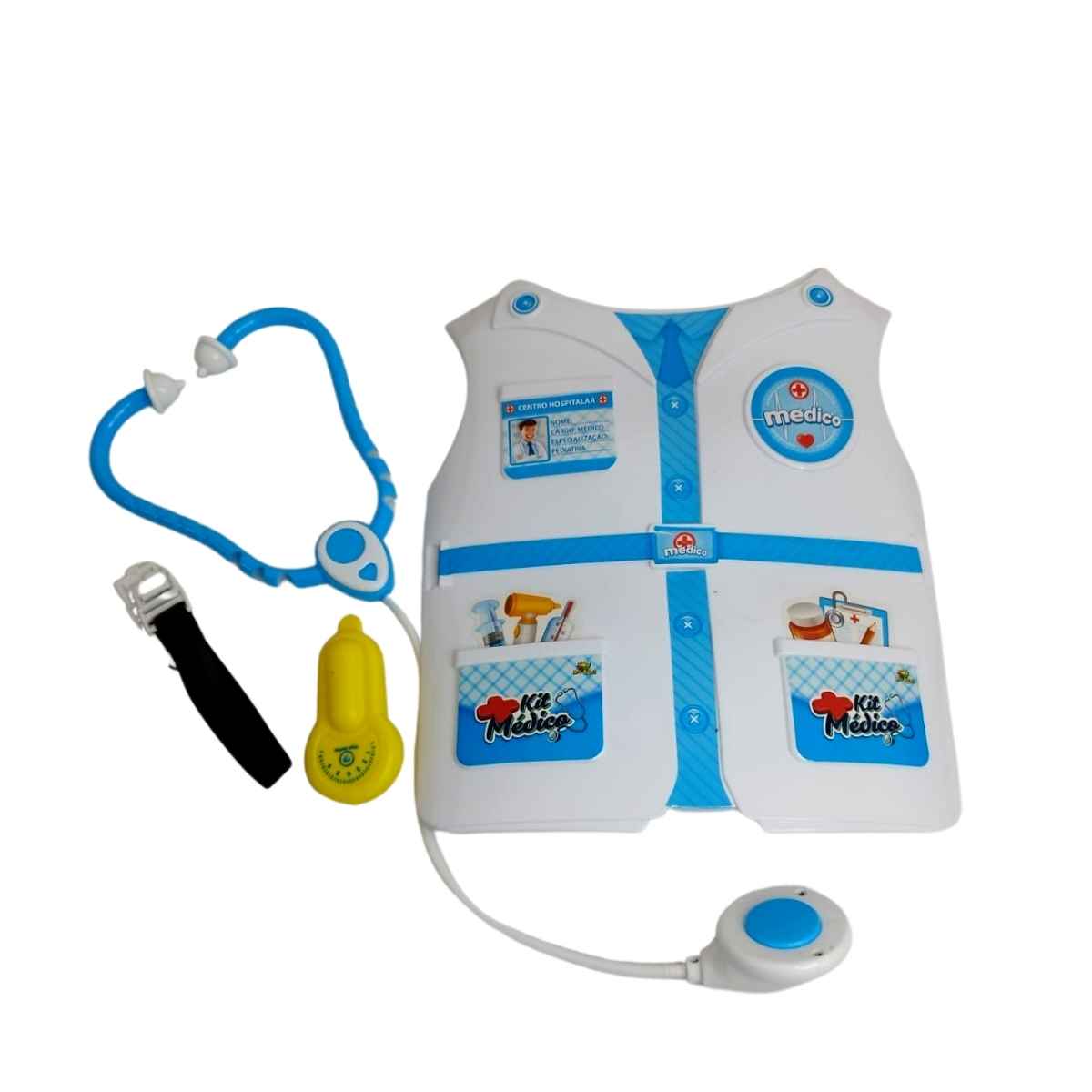 Kit Médico Infantil (Colete +Estetoscópio+Termômetro)