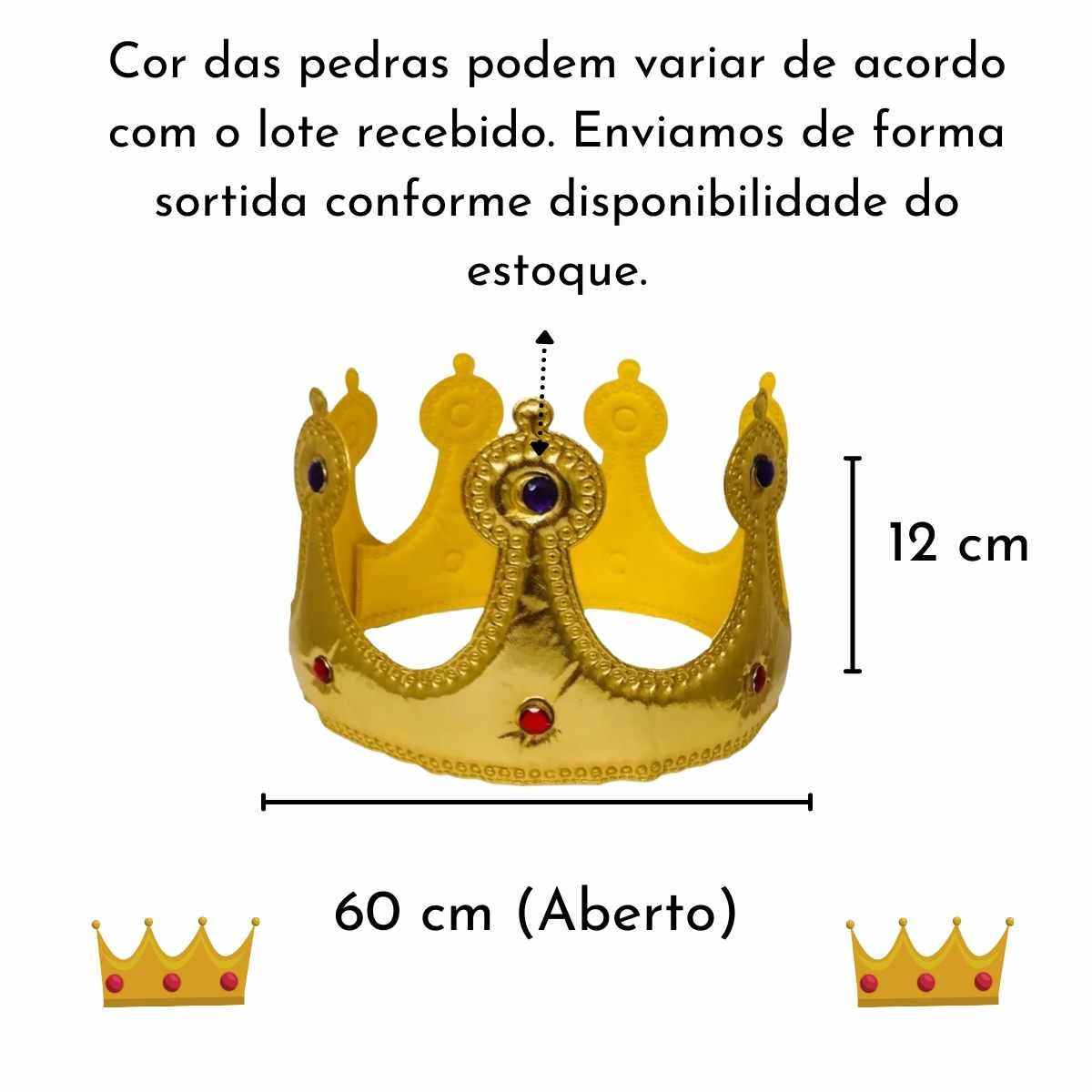 Kit Reizinho (Capa Rei Infantil + Bastão Rei + Coroa Rei Dourada Tecido)