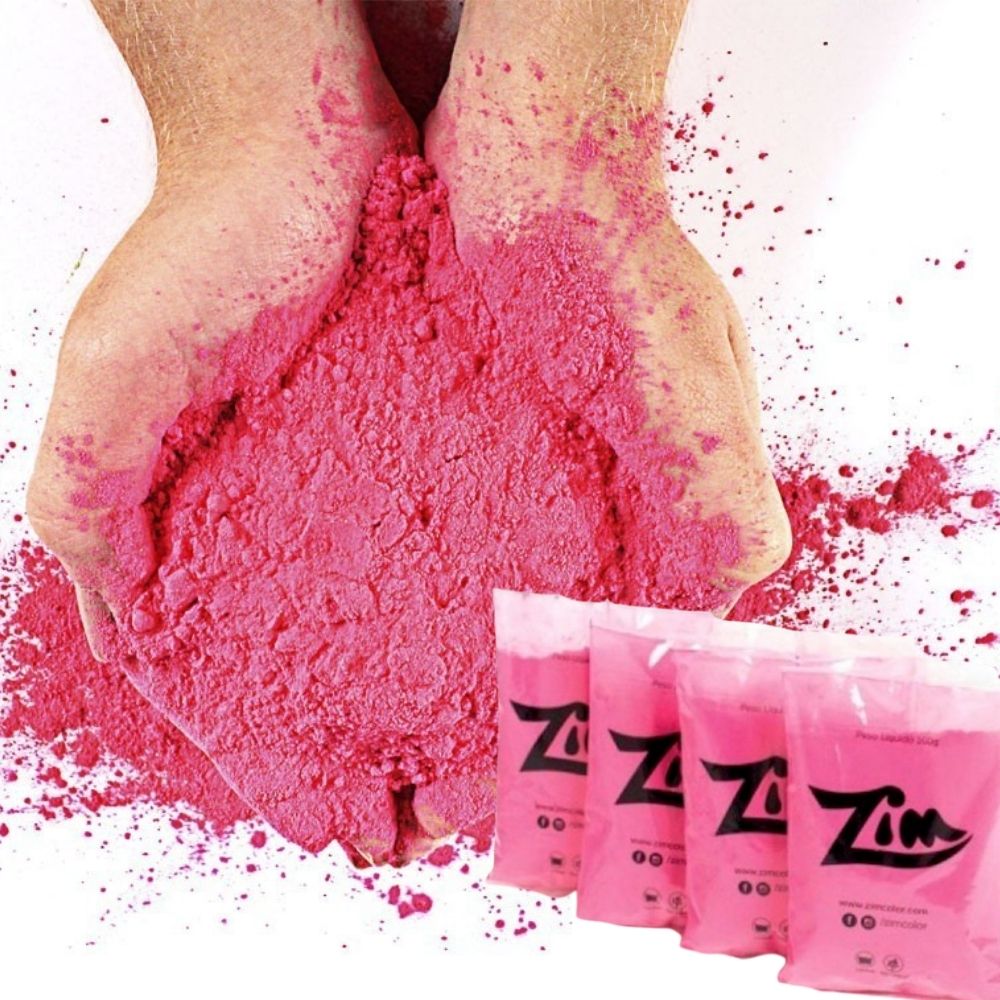 Pó Colorido Zim Color para Chá de Revelação Rosa c/ 5 unid