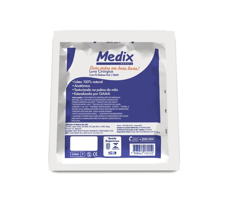 Luva Cirúrgica Estéril de Látex Com Pó 6,5 (PAR) - Medix