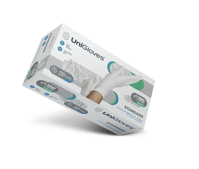 4 cx de Luva Para Procedimento Látex Standard, G, 400 UN - UniGloves