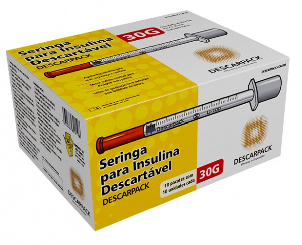 Seringa para Insulina com Agulha Ultrafina Fixa (10UN) - Descarpack
