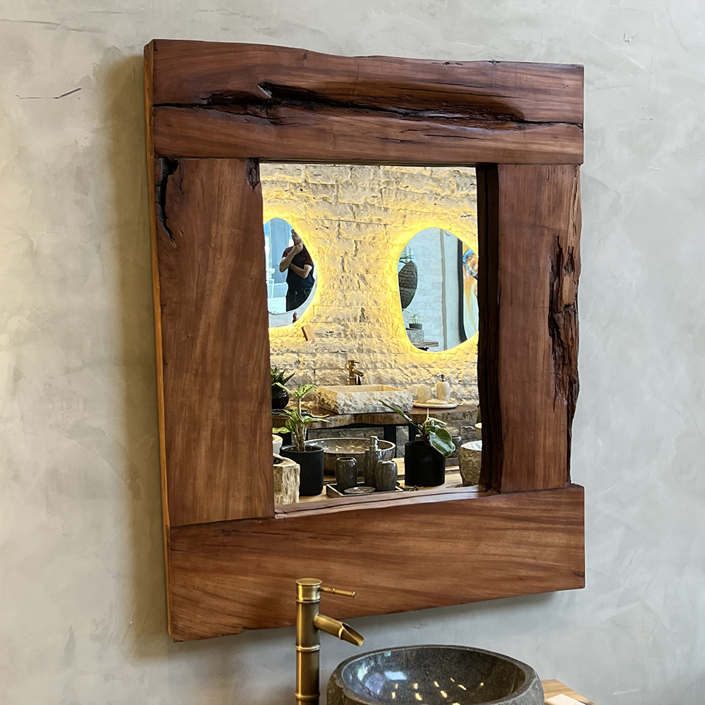 Espelho Rústico de Madeira Maciça - 102x83x6cm