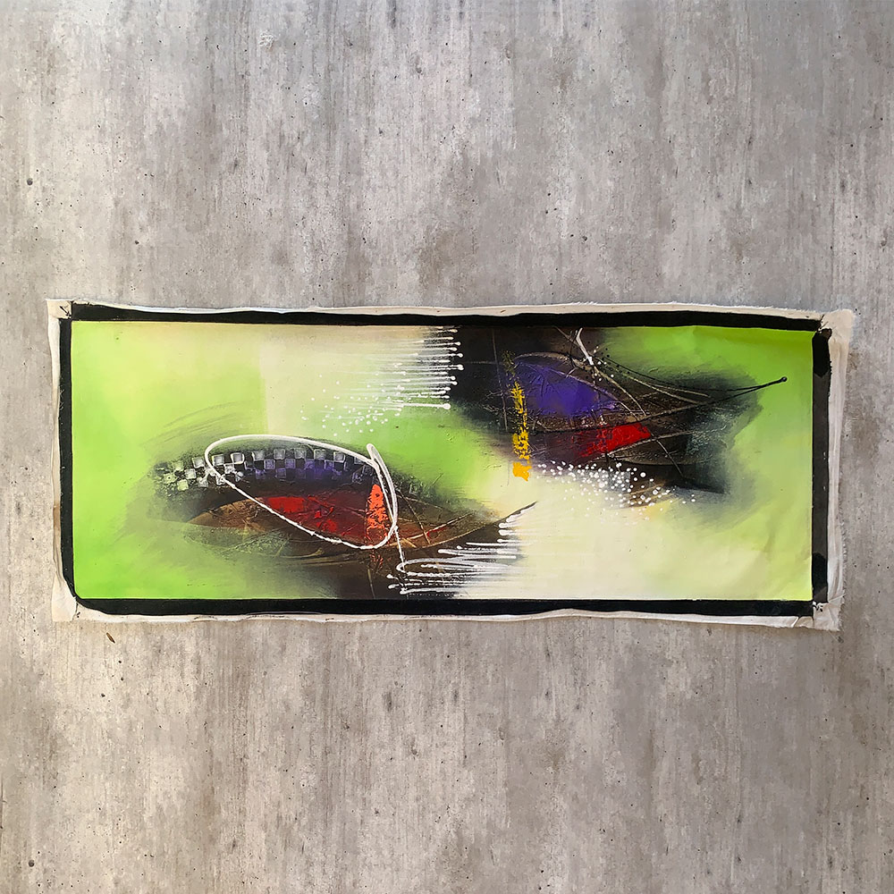 Quadro Decorativo Pintura a Óleo Abstrato 120cm x 45cm ABC0402 - Sem Moldura