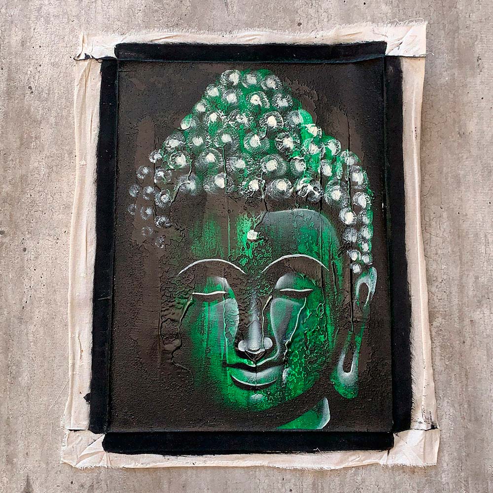 Quadro Decorativo Pintura a Óleo Buda Busto 30cm x 40cm BBP0402 - Sem Moldura