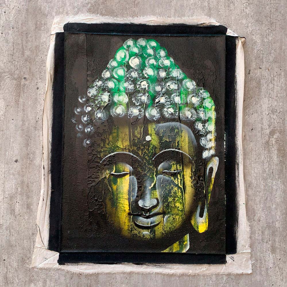 Quadro Decorativo Pintura a Óleo Buda Busto 30cm x 40cm BBP0401
