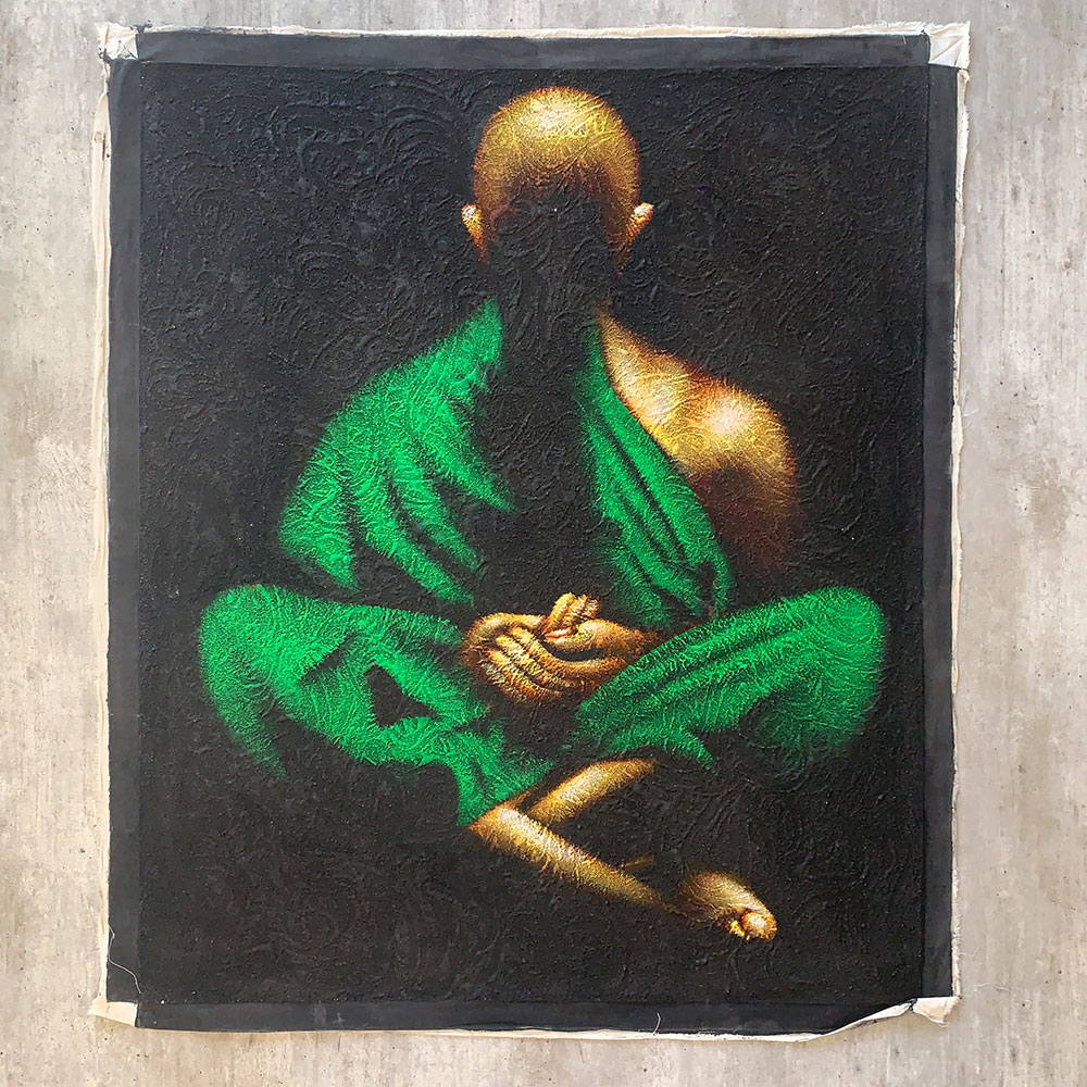 Quadro Decorativo Pintura a Óleo Buda Sentado 120cm x 100cm BSG0401 - Sem Moldura