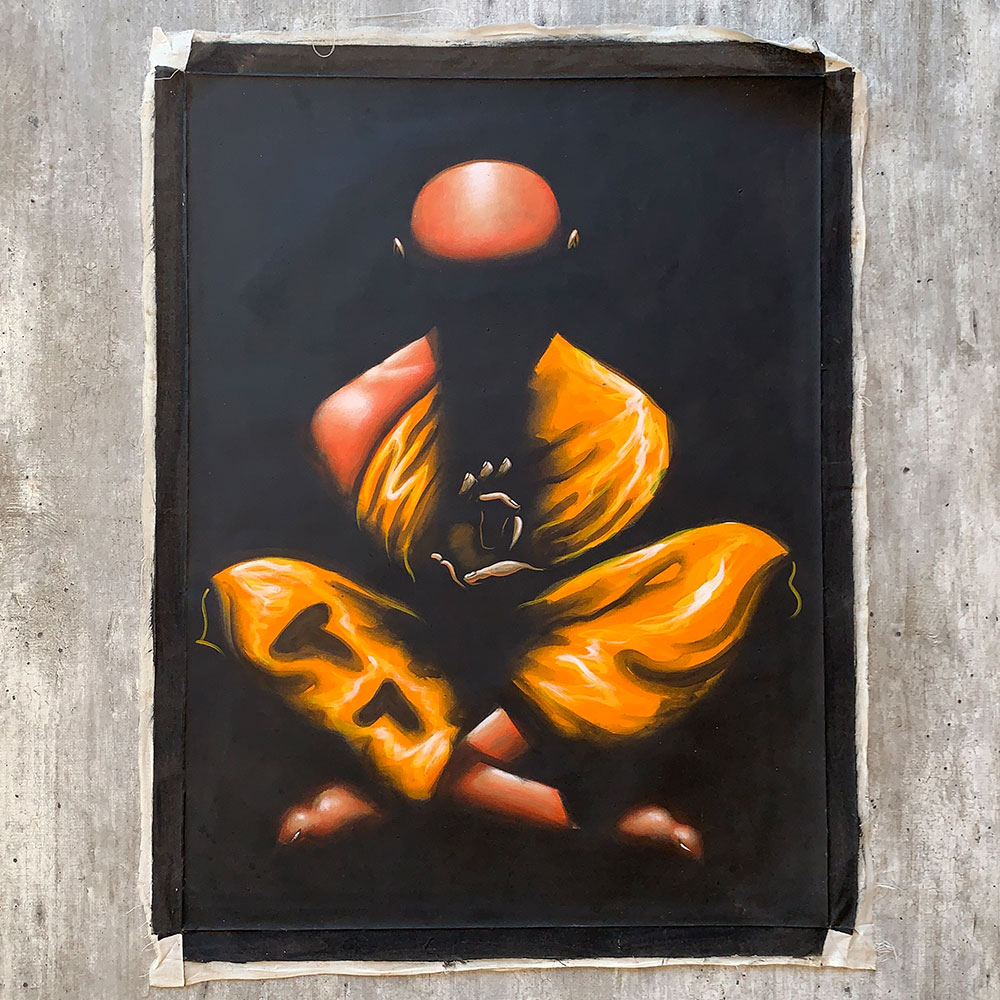 Quadro Decorativo Pintura a Óleo Buda Sentado 60cm x 80cm BSM0402 - Sem Moldura