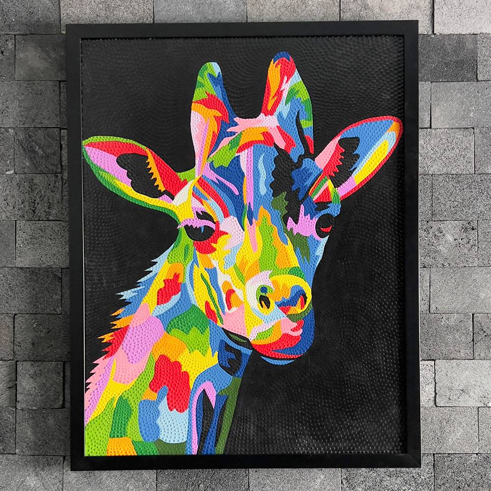 Quadro Decorativo Pintura a Óleo Girafa - 75cm X 95cm - QGM01