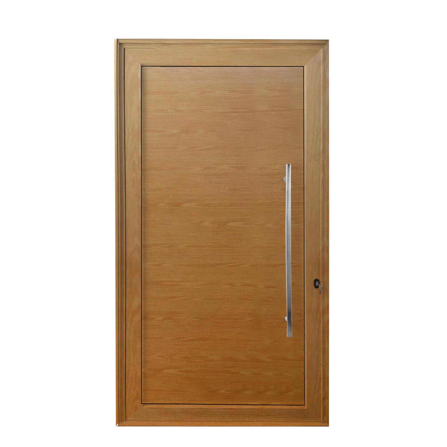 Porta de abrir 1 folha lambri cor madeira 120 x 215 com puxador inox de 100cm - fechadura monoponto ( lado esquerdo) - Sociale