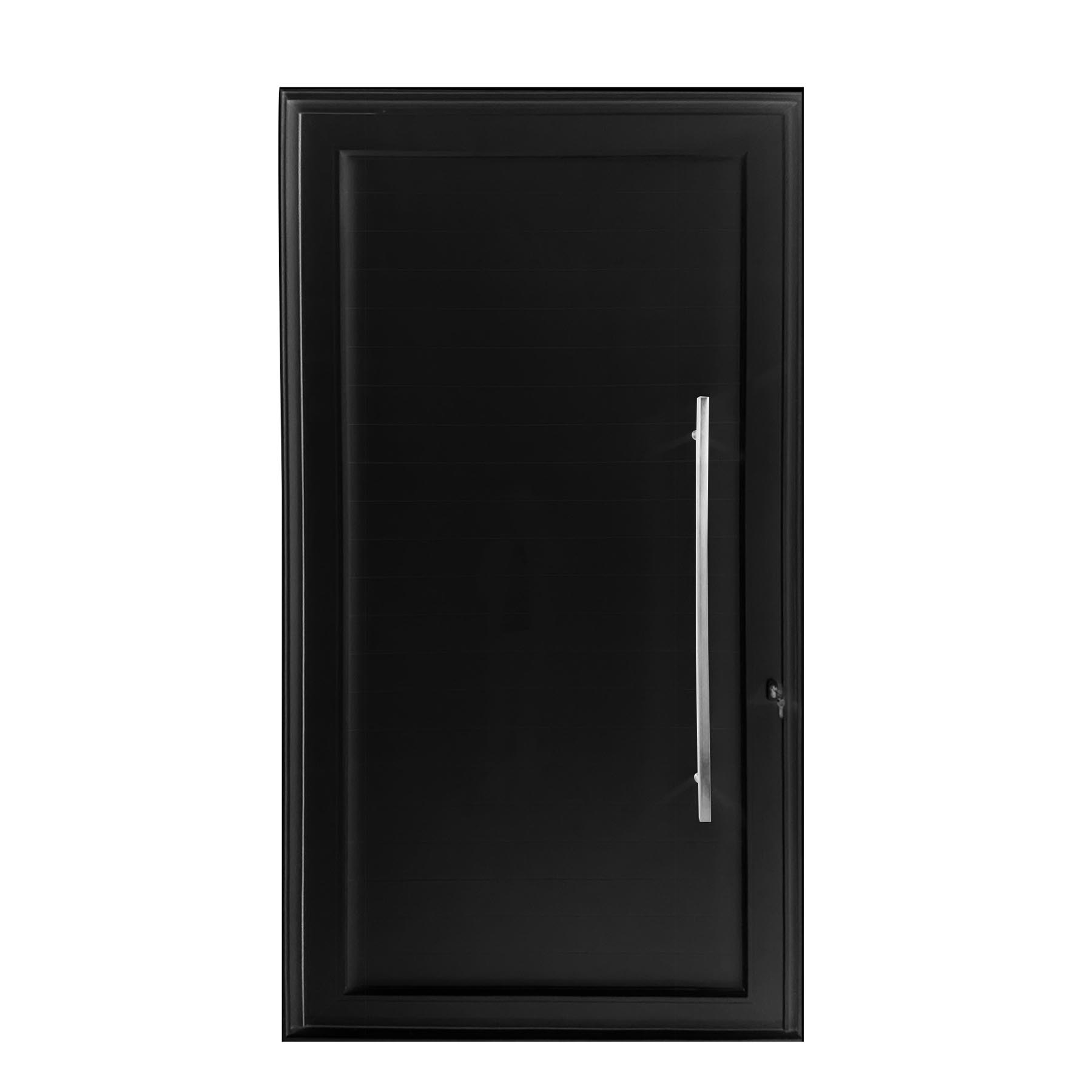 Porta de abrir 1 folha lambri preta 120 x 215 com puxador inox de 100cm - fechadura multiponto ( lado esquerdo) - Sociale