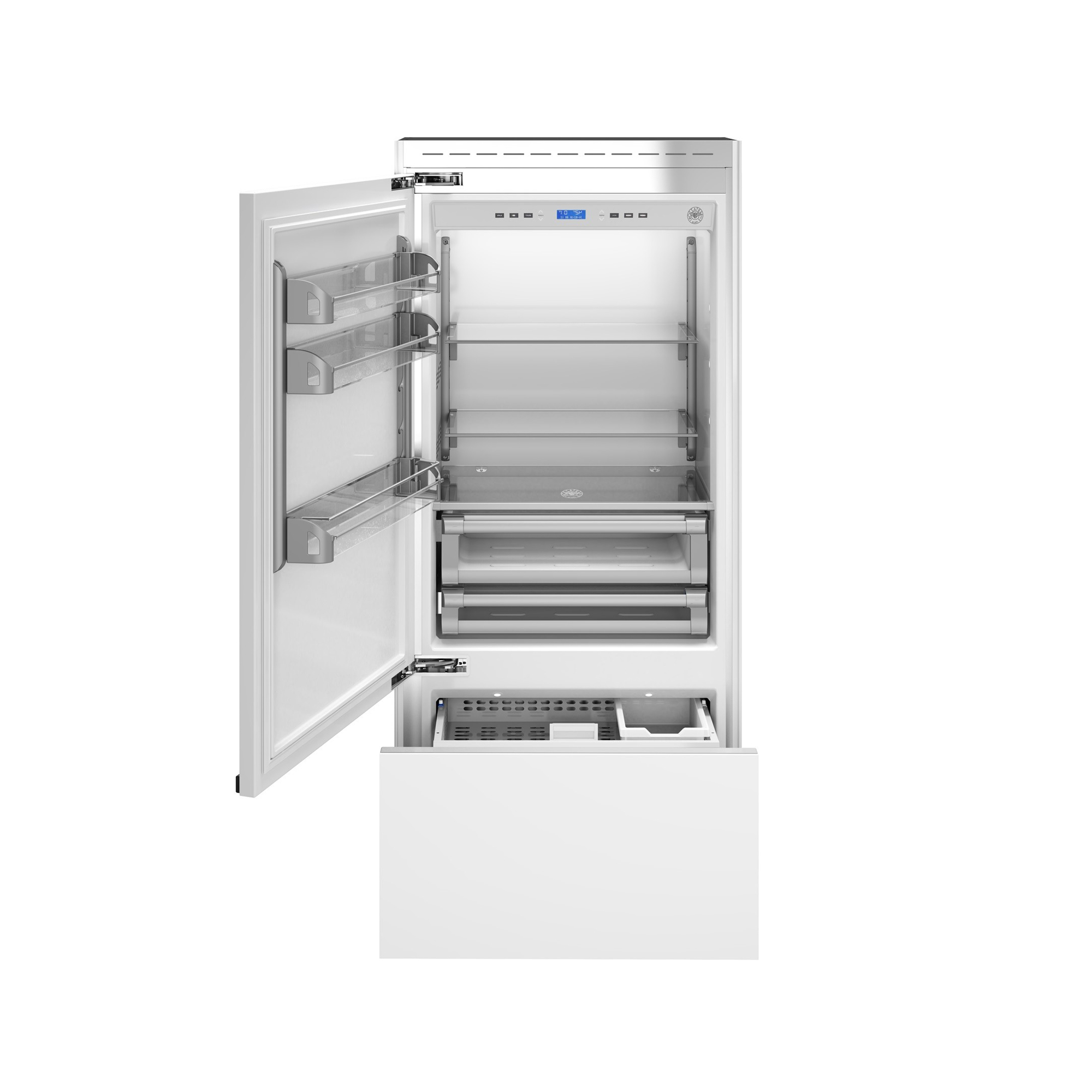 Refrigerador Bottom com freezer Bertazzoni para revestir abertura para a esquerda 90 cm 596 litros 220v