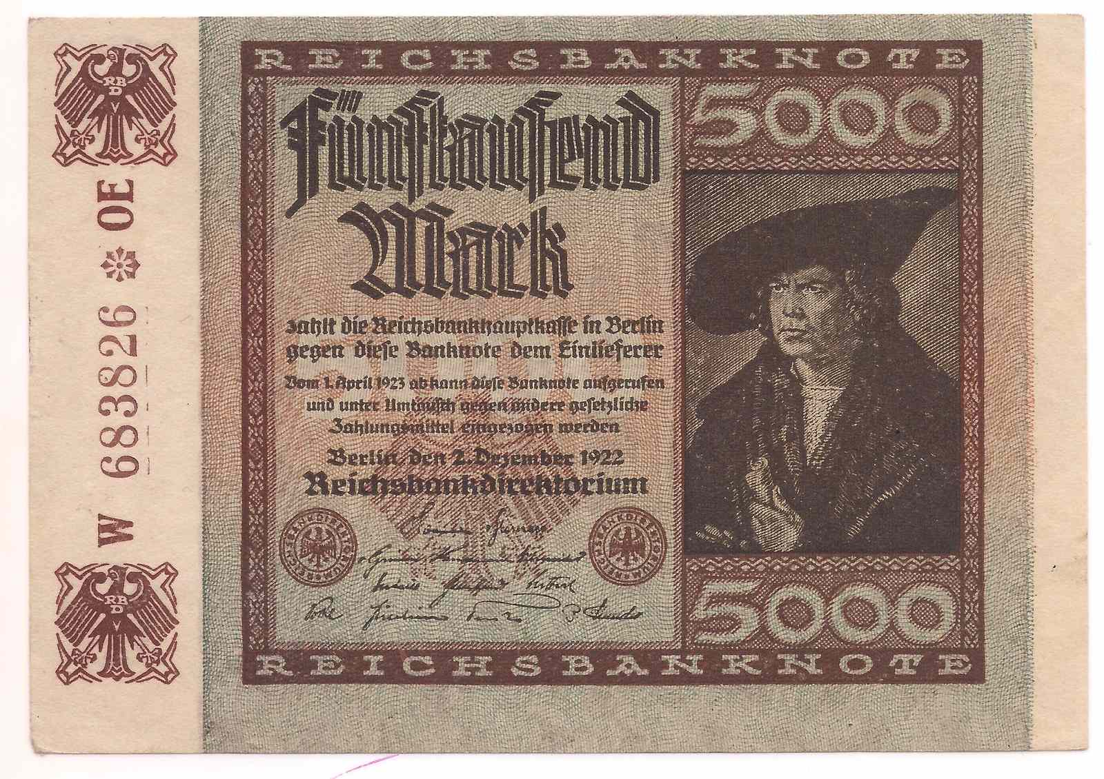 Alemanha 5.000 Mark 1922 - SOB/FE