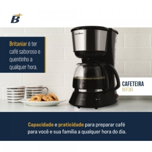 Cafeteira Elétrica Britânia BCF36I - Jarra de 1,5 Litros - com Filtro Permanente - Preto
