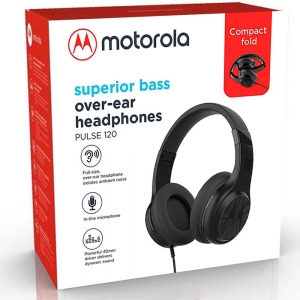 Fone de Ouvido Motorola Pulse 120 - Dobrável - Conector P3 - com Microfone - Som em HD - Preto
