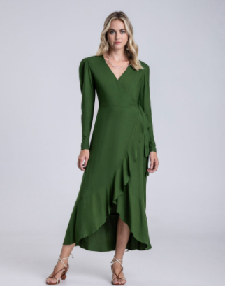 Vestido em Crepe Siena Verde Lez a Lez