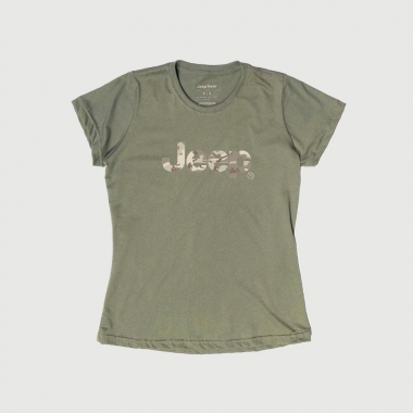 Camiseta Fem. JEEP Basic - Logo Camo - Verde Militar