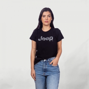 Camiseta Fem. JEEP Clássica Camuflada - Preta