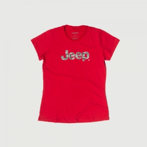 Camiseta Fem. JEEP Clássica Camuflada - Vermelha