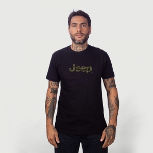 Camiseta JEEP Basic - Logo Camo - Preto