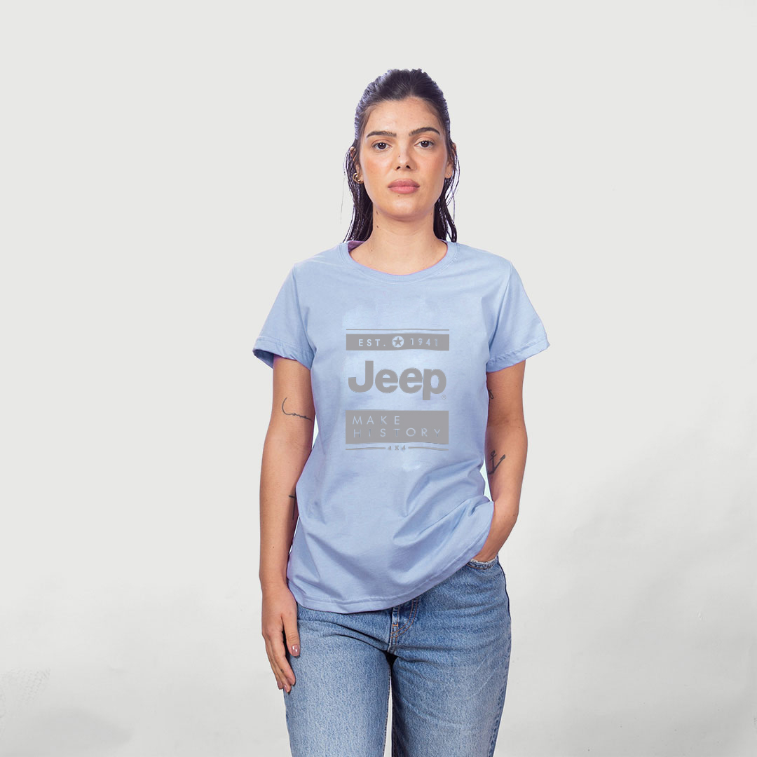 Camiseta Fem. JEEP Basic - Box - Azul Claro