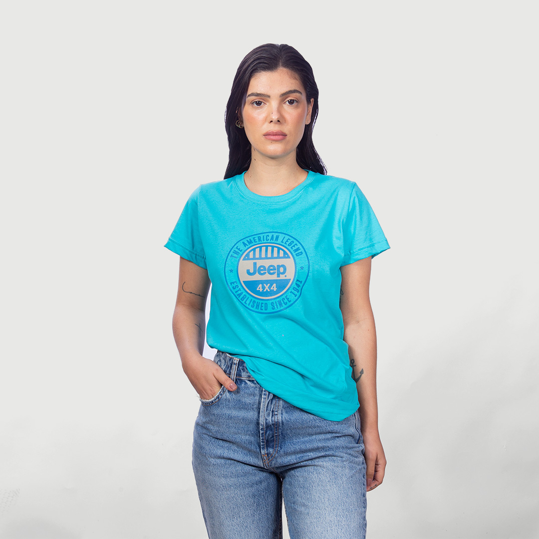 Camiseta Fem. JEEP Round - Azul Turqueza
