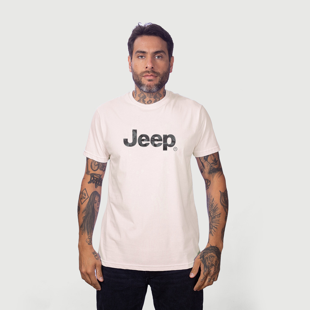 Camiseta JEEP Basic - Logo Camo - Off White