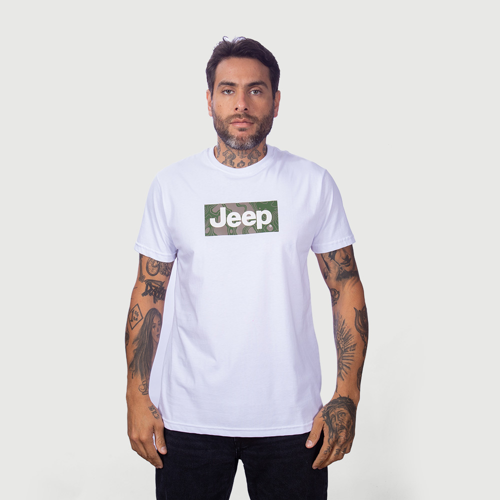 Camiseta JEEP Camuflado - Branca