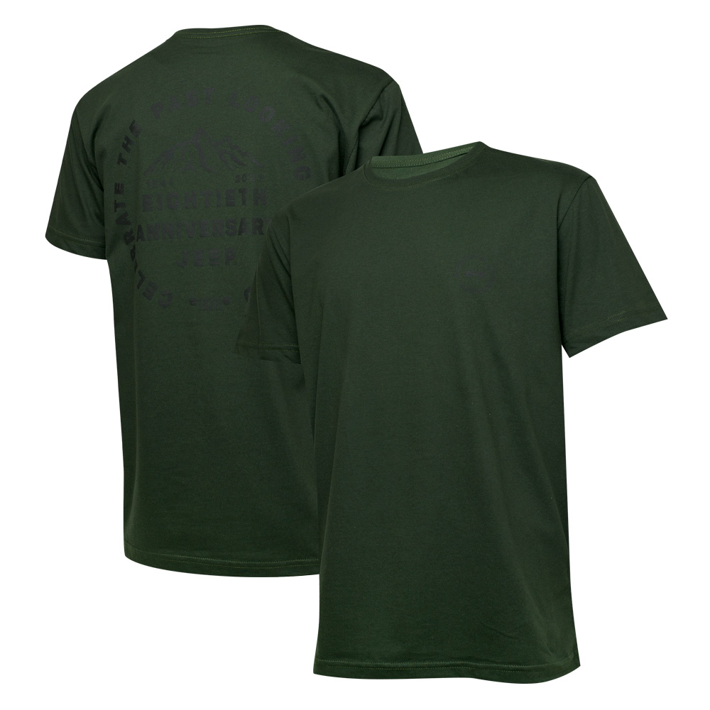 Camiseta Masc. DTG JEEP 80th Anniversary Round - Verde Militar