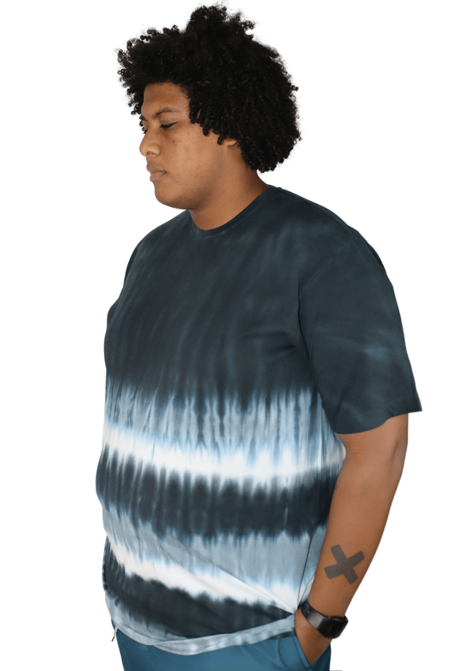 Camiseta Tie Dye Listras Corrosão Plus Size - Promoção