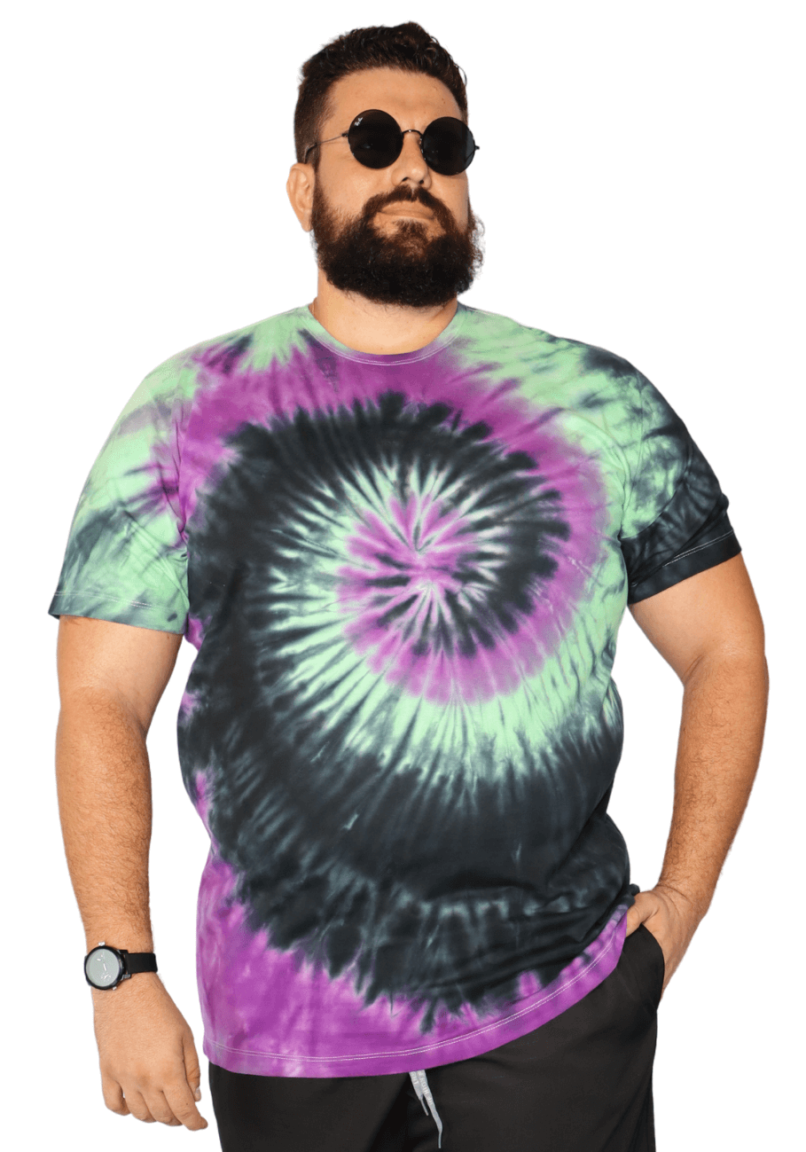 Camiseta Tie Dye Multi Cores Hippie Espiral Plus Size - Promoção