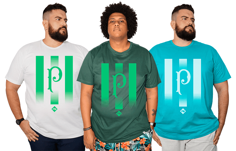Kit 3 Camisetas Plus Size Palmeiras - Times SP Malha Algodão