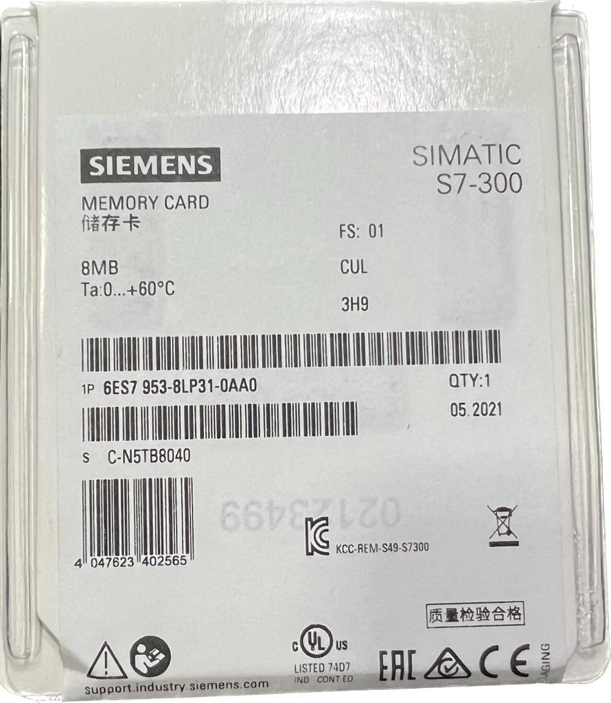 Micro cartão 6ES7953-8LP31-0AA0 memória Siemens  SIMATIC S7-300/C7/ET200 8 MB