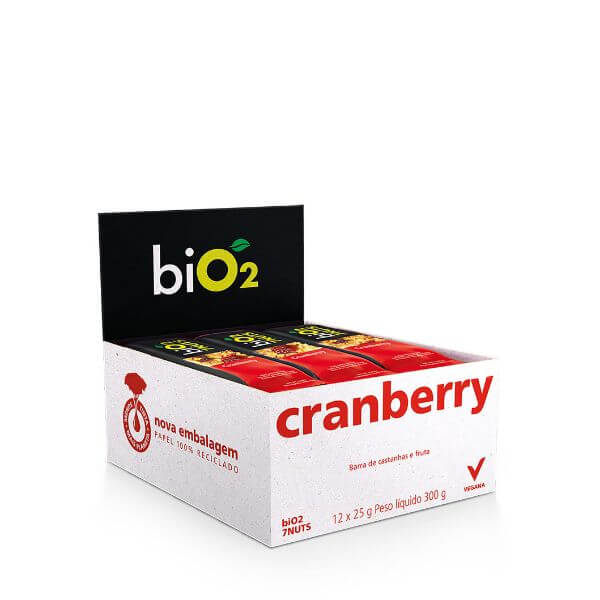 Barra de 7Nuts sabor Cranberry e Castanhas Vegana Display 12x25g BiO2