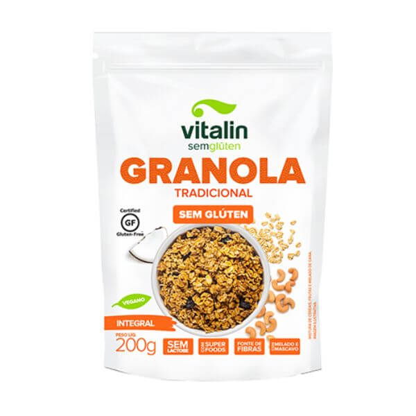 granola Integral Tradicional Sem Glúten 200gr - Vitalin