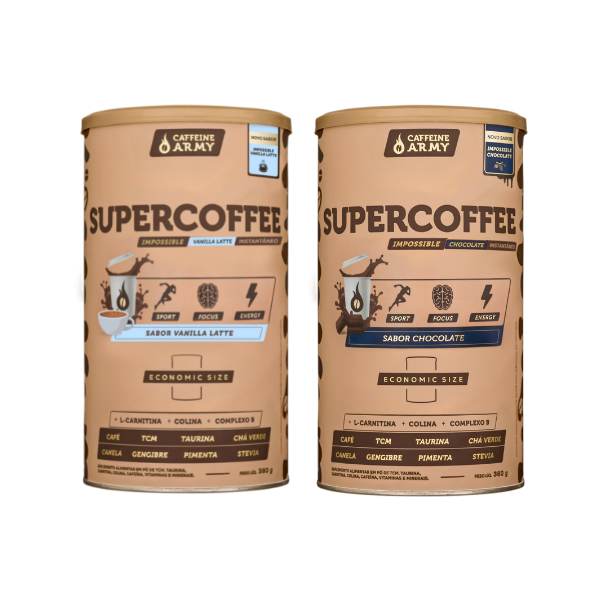 Kit SuperCoffee Economic Size Vanilla Latte + Chocolate 380gr - Caffeine Army