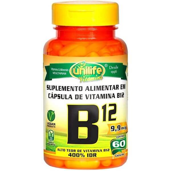 Vitamina B12 Cianocobalamina 450mg 60 Cápsulas - Unilife