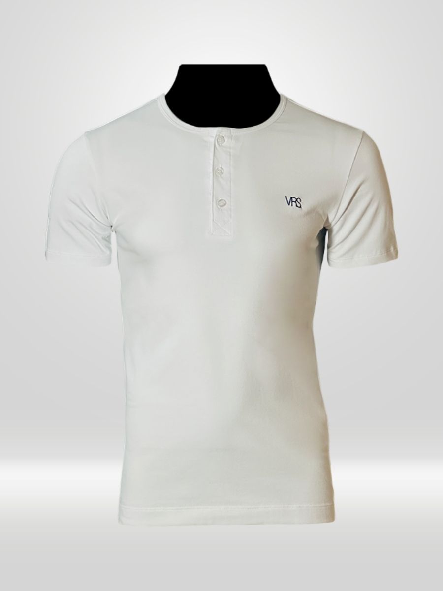 Camiseta Henley Masculina Branca