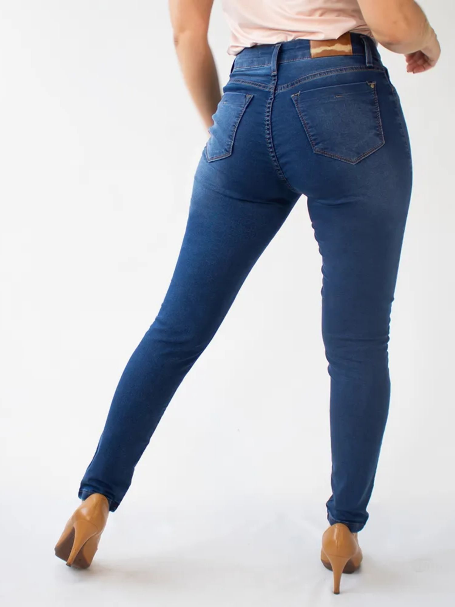 Calça Feminina Jeans Escuro Stretch Skinny Cós Alto Anticorpus 13548