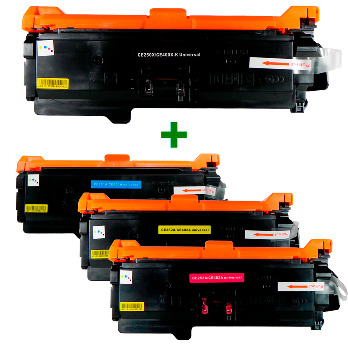 Kit Toner Compatível CE250X/1/2/3 CE400X/1/2/3 Preto e Coloridos até 11k páginas