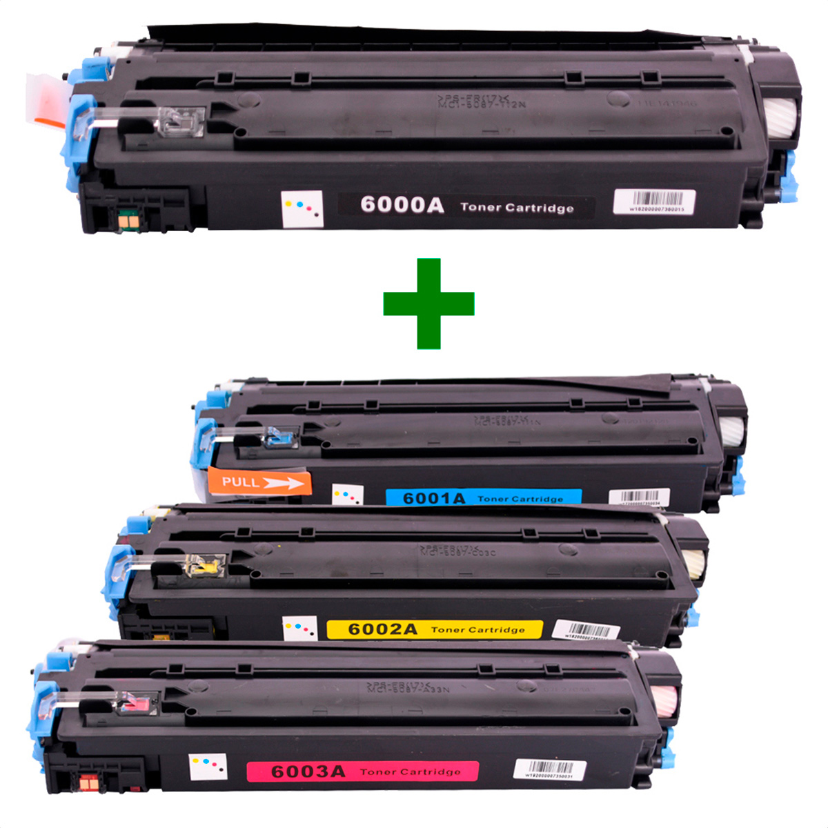 Kit Toner Q6000A/1/2/3 Compatível 2600 CM1015 2600N Preto e Coloridos até 2,5k páginas