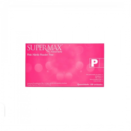 LUVA PINK NITRILIO POWDER FREE ( P) CAIXA COM 100 UNI SUPERMAX
