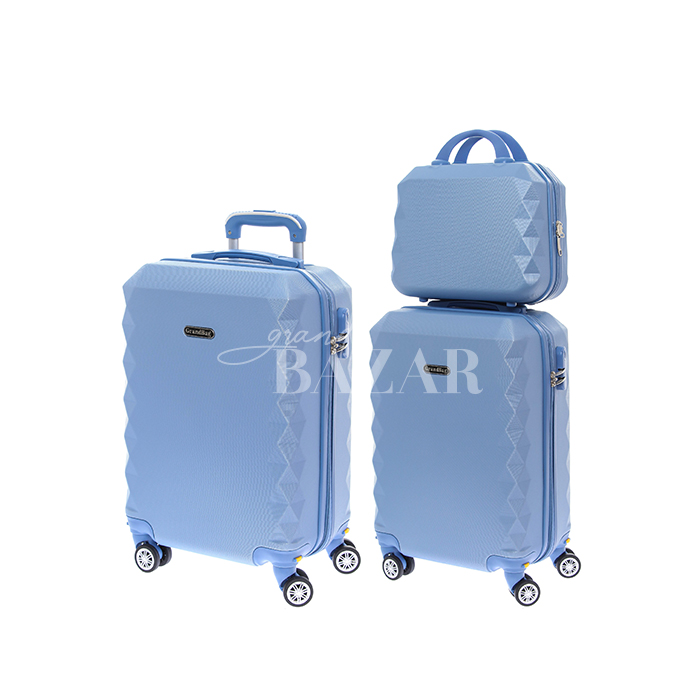 Kit 3 Pçs  Grand Bag Azul Claro- Frasqueira (14"), P(20"), M(24")