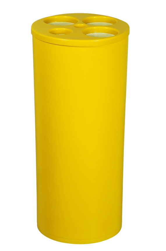 Dispensador de copos usados com 5 tubos para copos de água, de café e palheta.  - Reis Lixeiras